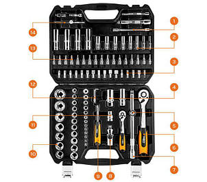 Насадкі змінні Neo, 94 шт, 1/4", 1/2", фото 2