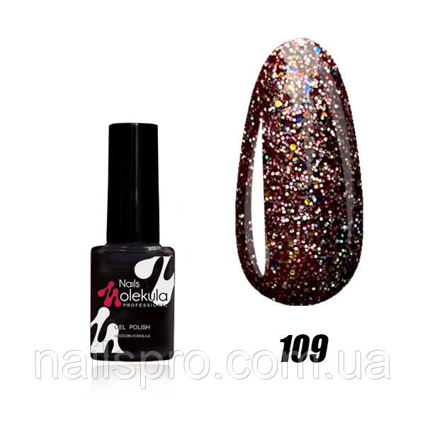 Гель-лак для нігтів Nails Molekula Gel Polish 6 мл №109 Іскристий бордовий