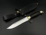 Бойовий ніж ручної роботи «Фінка #1» граб зі шкіряними піхвами нескладний 95Х18/58 HRC, фото 3