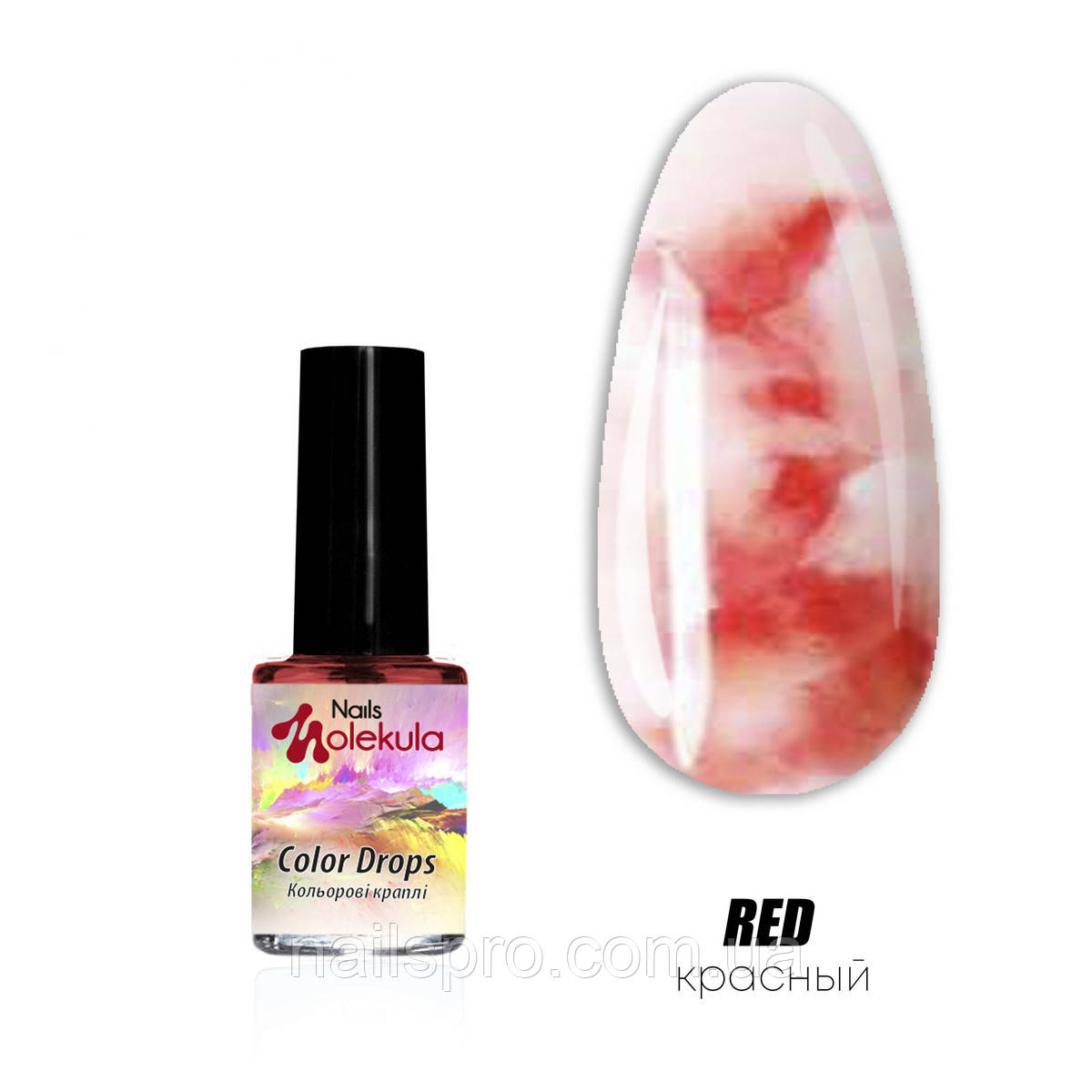 Акварельне чорнило для дизайну нігтів Nails Molekula 6 мл, RED