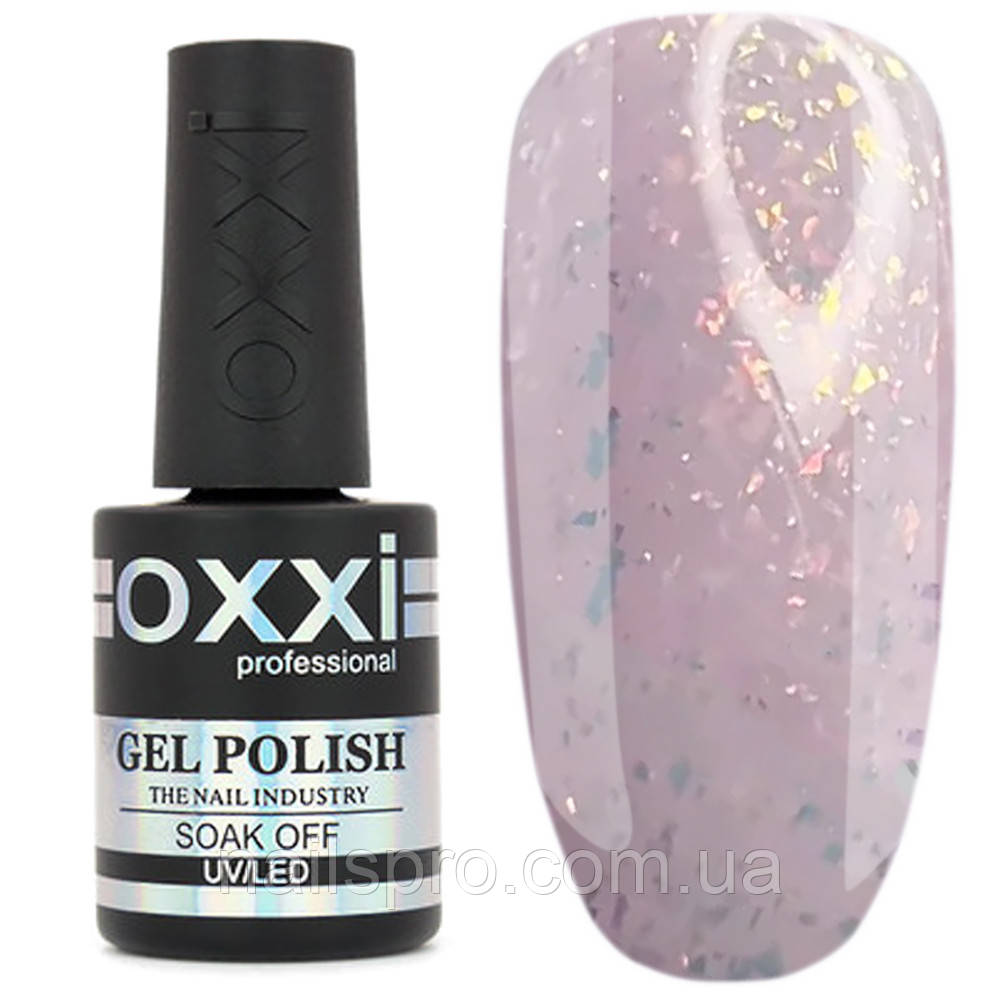 Камуфлююча база для гель-лаку OXXI Sharm Base № 4, рожева з шимером, 10 мл