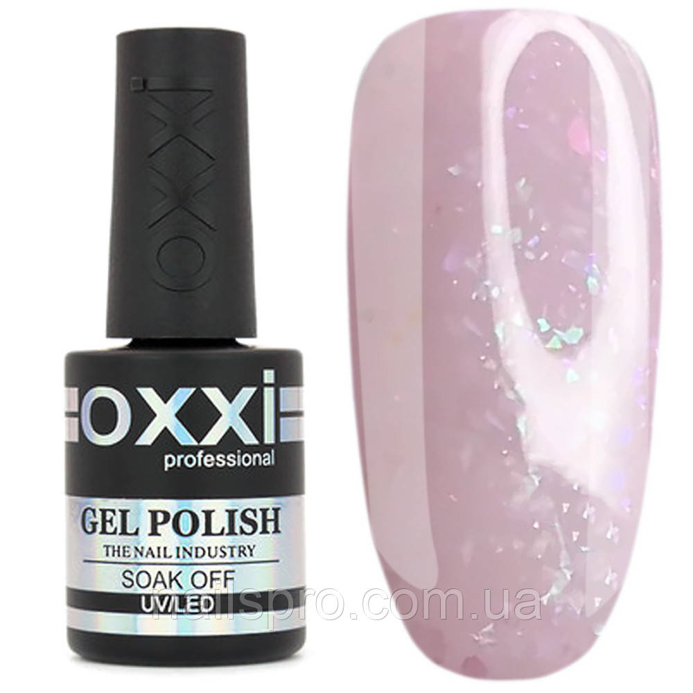 Камуфлююча база для гель-лаку OXXI Sharm Base № 5, рожева з шимером, 15 мл