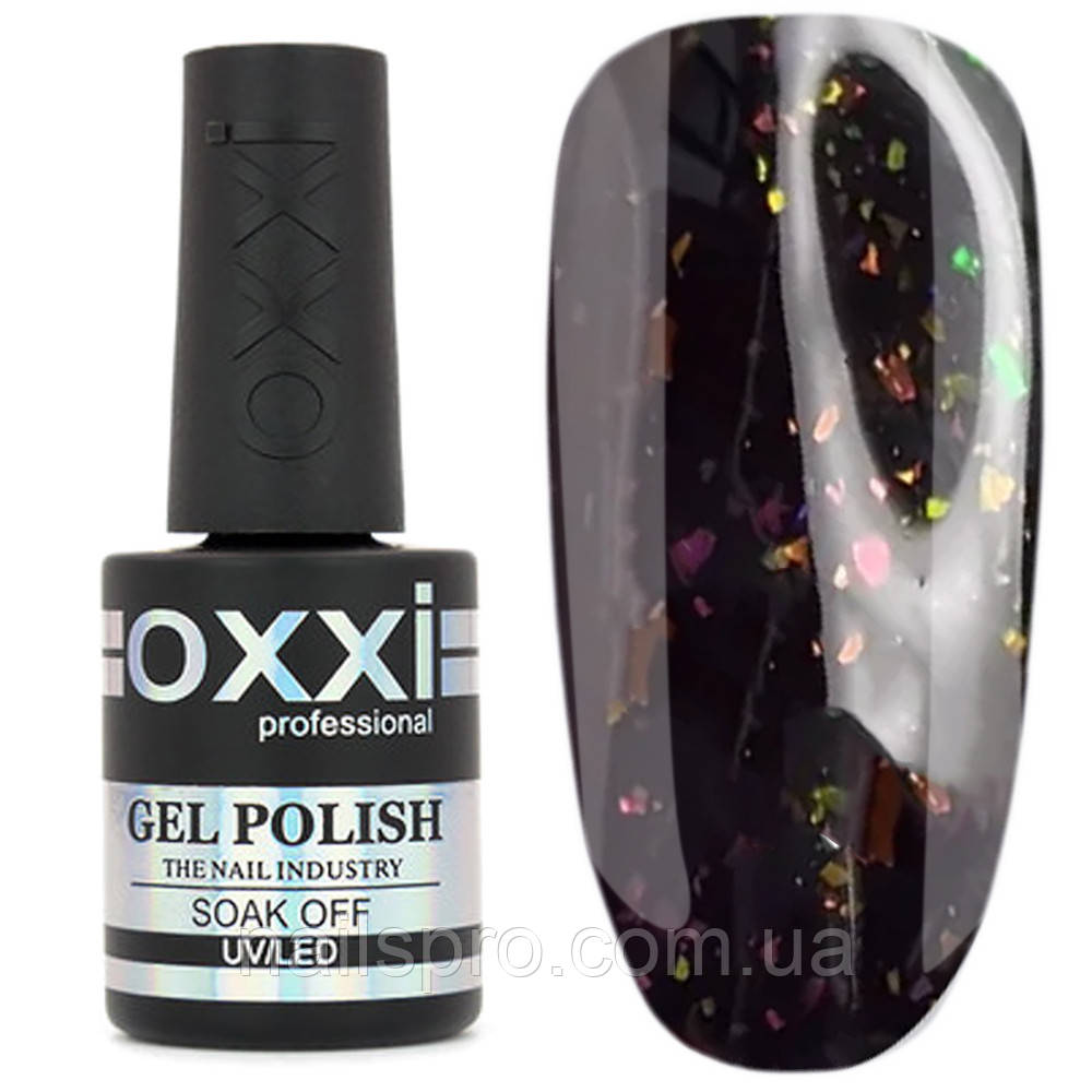 Камуфлююча база для гель-лаку OXXI Sharm Base № 6, чорна з шимером, 15 мл