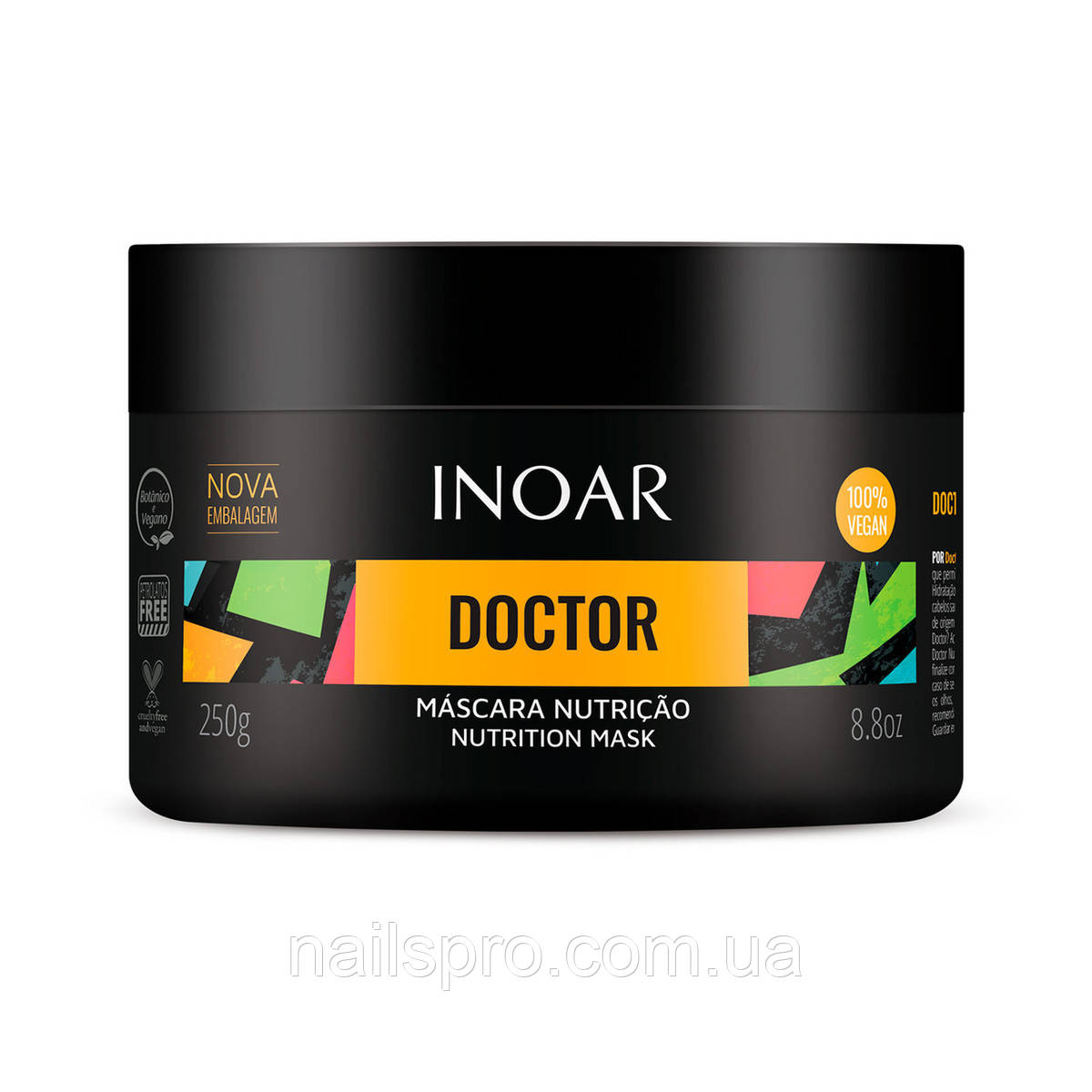 Маска лікування волосся олія Кокоса та Аргани Inoar Doctor Nutrition Mask, 250 г