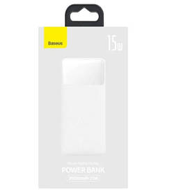 Повербанк Power Bank Baseus Bipow Digital Display Power bank 20000 mAh 15 W White білий
