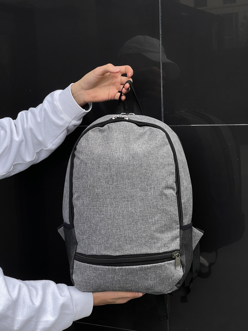 Рюкзак чоловічий жіночий міський спортивний casual сірий меланж портфель сумка