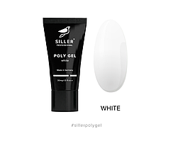 Siller Poly Gel WHITE Полігель моделюючий для нігтів (білий), 30 мл