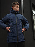 Мужская зимняя куртка Arctic до -25*С теплая синяя удлиненная | Мужской пуховик зимний с капюшоном
