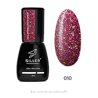 Гель-лак для ногтей Siller Professional Brilliant Shine №10 (бордовый с блестками), 8 мл
