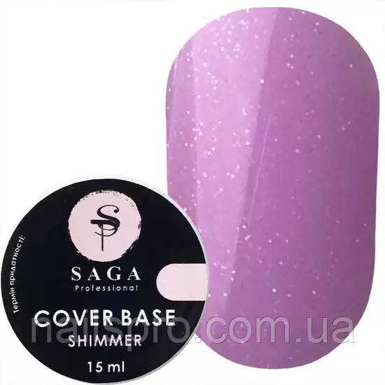 База для гель-лаку Saga professional Shimmer Base New 15 мл № 2 світло-бузковий з шиммером