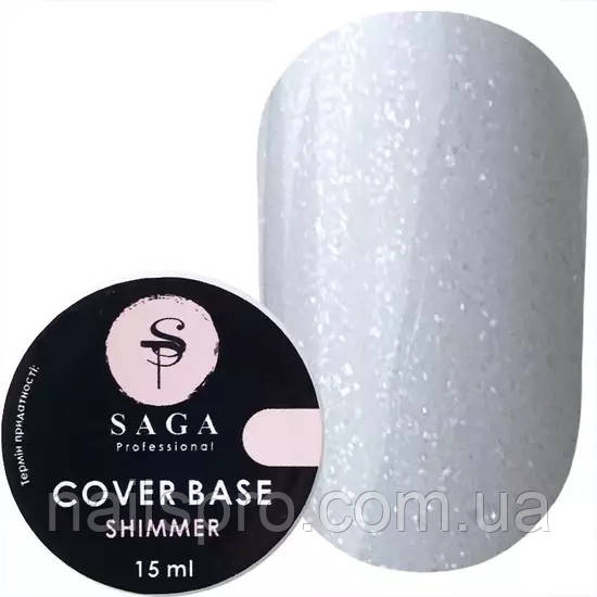 База для гель-лаку Saga professional Shimmer Base New 15 мл №11 світло-блакитний з шиммером