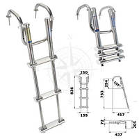 Трап для платформы телескопический в судно с поручнями сверхкомпактный 3 ступени нержавеющая 49.556.03