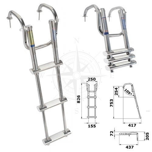 Трап для платформы телескопический в лодку катер и яхту с поручнями ...