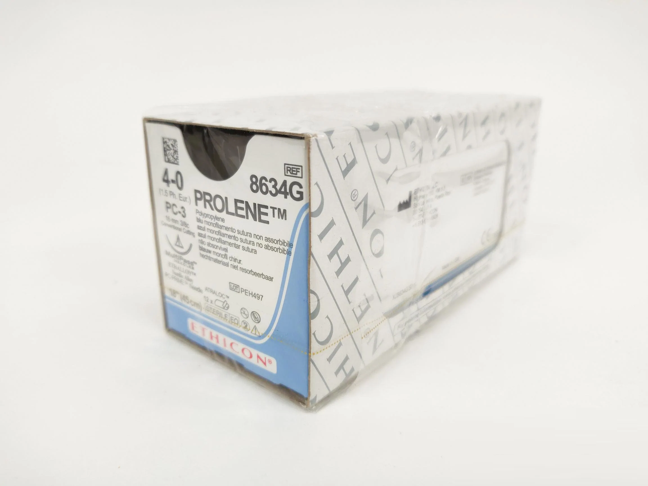 Хірургічна нитка Ethicon Пролен (Prolene) 4/0, довжина 45см, реж. голка 16мм, 8634G (W525), фото 1