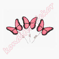 "Бабочки премиум розовые" набор из сахарной мастики для украшения тортов и кондитерских изделий