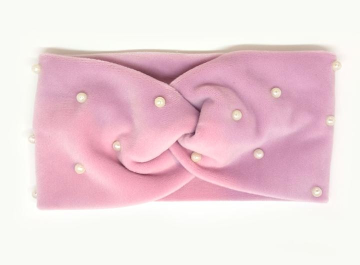 Пов'язка для дівчинки велюрова рожева, фото 1