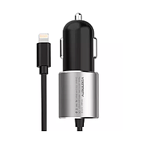 Автомобильное зарядное устройство Denmen DZ11L + кабель Lightning USB QC 3.0 18W Черный