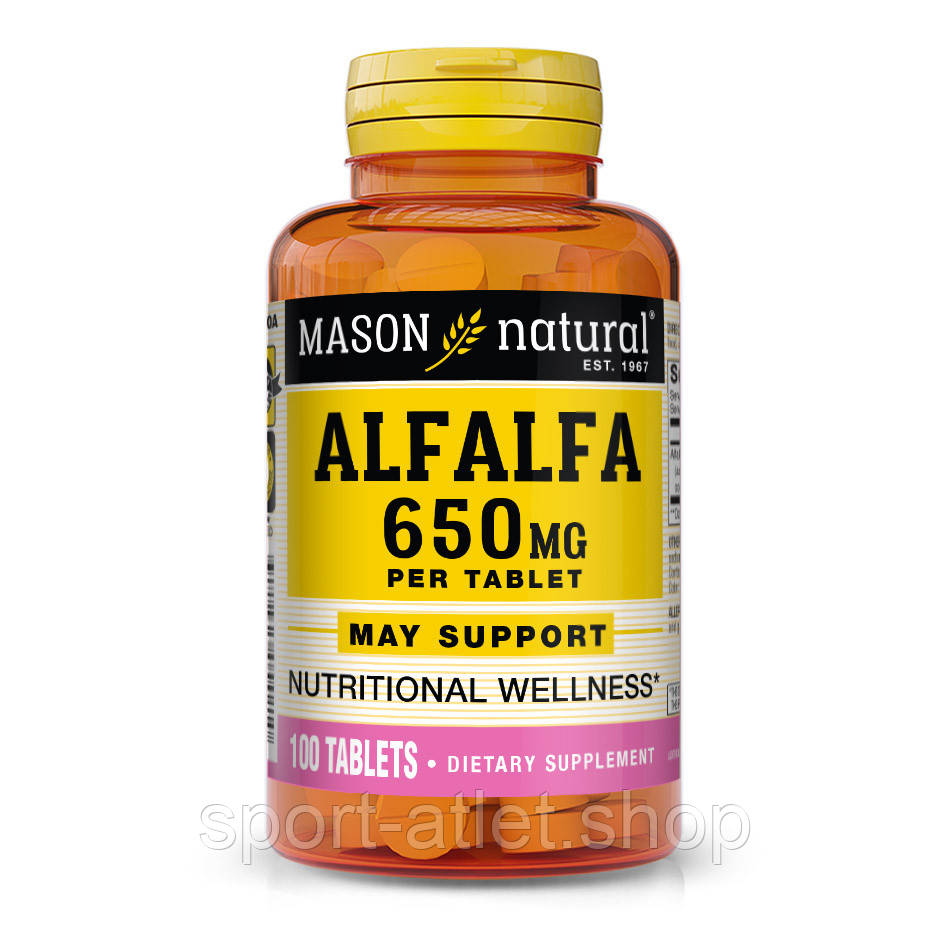 Натуральна добавка Mason Natural Alfalfa 650 mg, 100 таблеток, фото 1