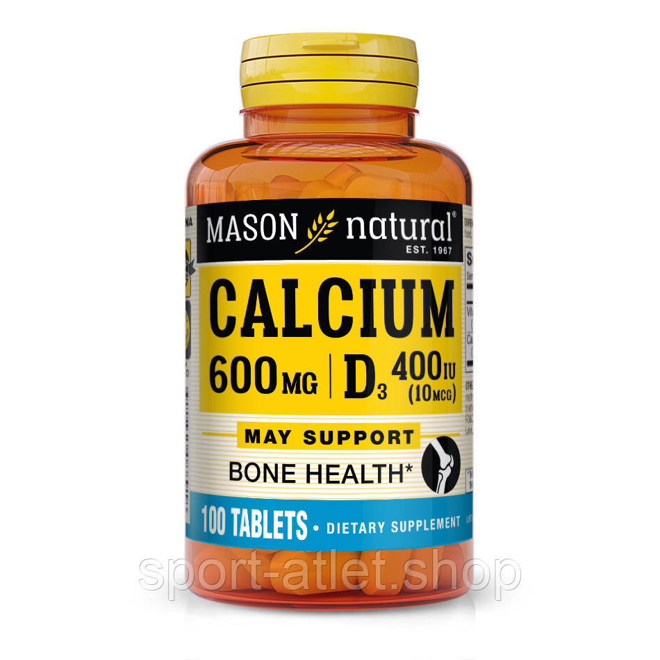 Вітаміни та мінерали Mason Natural Calcium 600 mg mg Plus Vitamin D3, 100 таблеток