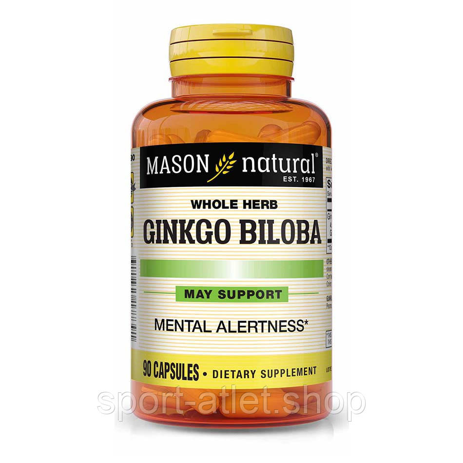 Натуральна добавка Mason Natural Ginkgo Biloba Whole Herb, 90 капсул, фото 1