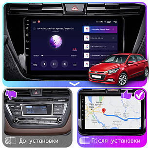 Штатна магнітола 9" Lesko для Hyundai i20 II 2014-2018 4/64Gb CarPlay 4G Wi-Fi GPS Prime Хюндай, фото 3
