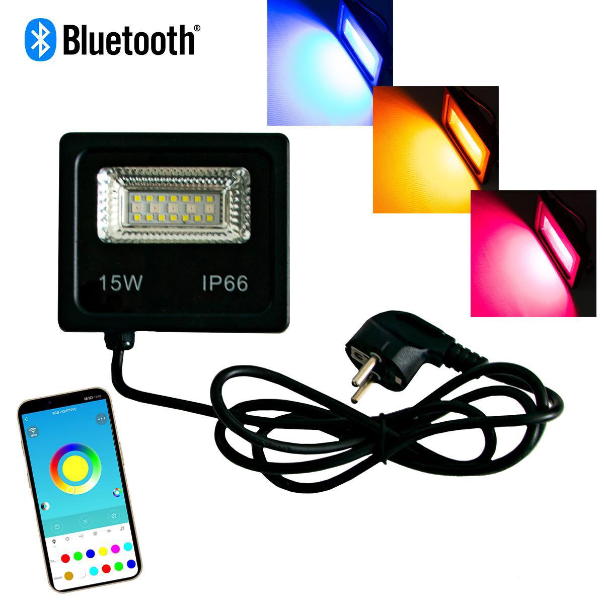 Світильник для підсвічування фасадів LED Flood Light 15 W з Bluetooth керуванням через телефон