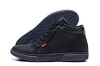 Мужские зимние классические кроссовки Levis Black Classic, зимние кожаные высокие кроссовки на меху