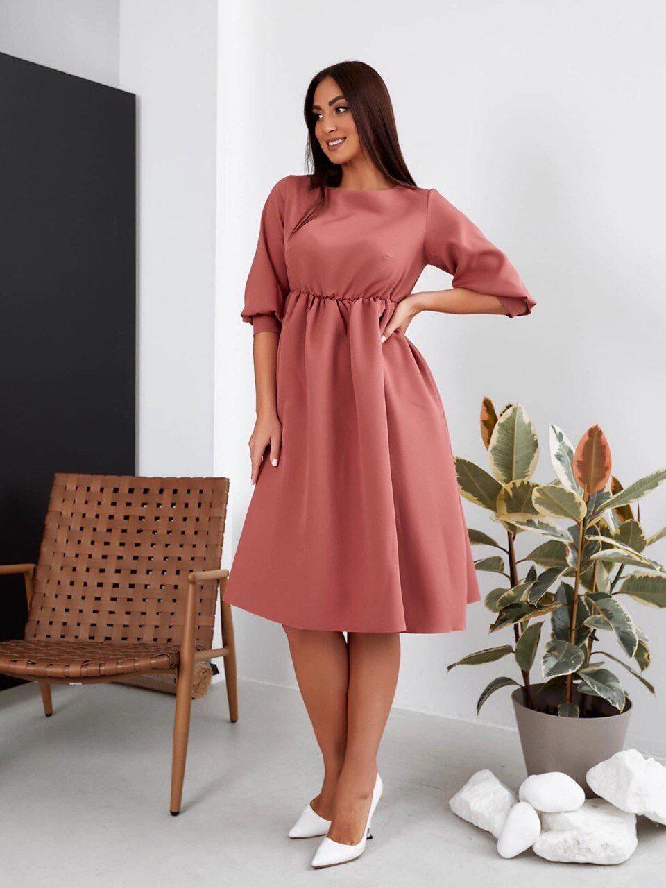 Легке монохромне жіноче плаття, тканина "Кстюмна+Стрейч" 56, 58, 60, 62 розмір 56