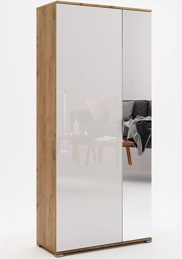 Шафа для передпокою Асті Дуб Крафт — Білий Глянець 2-дверна з дзеркалом TM Міро-Марк