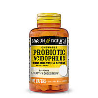 Пробіотики і пребіотики Mason Natural Probiotic Acidophilus with Bifidus 2 Billion CFU, 100 жувальних таблеток