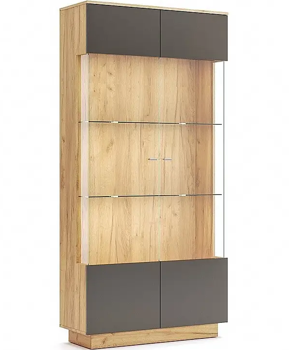 Сервант Луна Дуб Крафт — Мат Лава 2 дверний з LED підсвічуванням ТМ "Міро-марк"