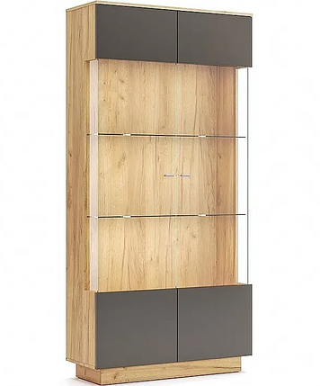 Сервант Луна Дуб Крафт — Мат Лава 2 дверний з LED підсвічуванням ТМ "Міро-марк", фото 1