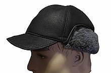 Зимова шкіряна шапка. Натуральна цигейка(58-60 розмір)