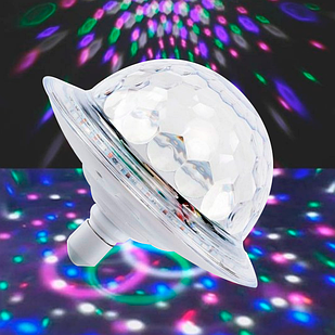 Диско куля в патрон LED UFO Bluetooth Crystal Magic Ball E27 0926 з пультом