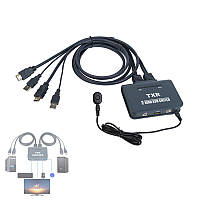 KVM переключатель HDM 2-портовый, USB 2xHDMI, 4K 30Гц