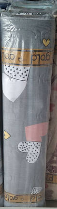 Тканина для постільної білизни Бязь "Gold" Lux GL3689grey (50м) сердечки на сірому, фото 3
