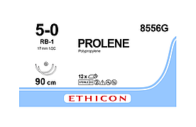 Хірургічна нитка Ethicon Пролен (Prolene) 5/0, довжина 90 см, 2 кільк. голки 17 мм, 8556G (W8556)