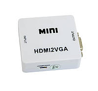Переходник с HDMI на VGA с доп питанием MINI HDMI2VGA Белый, SP, перехідник з hdmi на vga, переходник hdmi