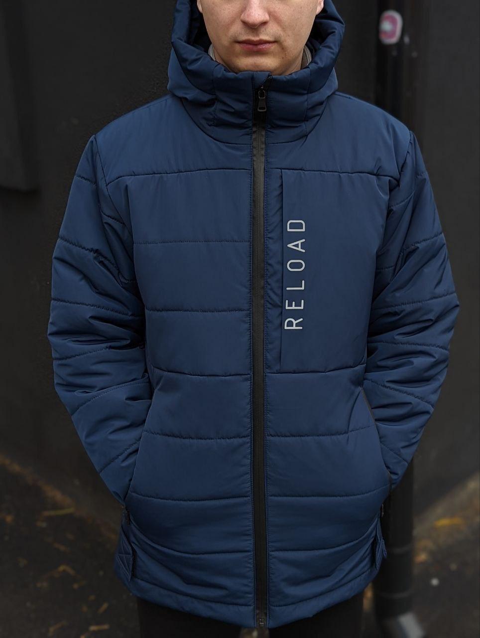 Зимова чоловіча куртка з капюшоном Синя чоловіча силіконова куртка Синя зимова куртка -20