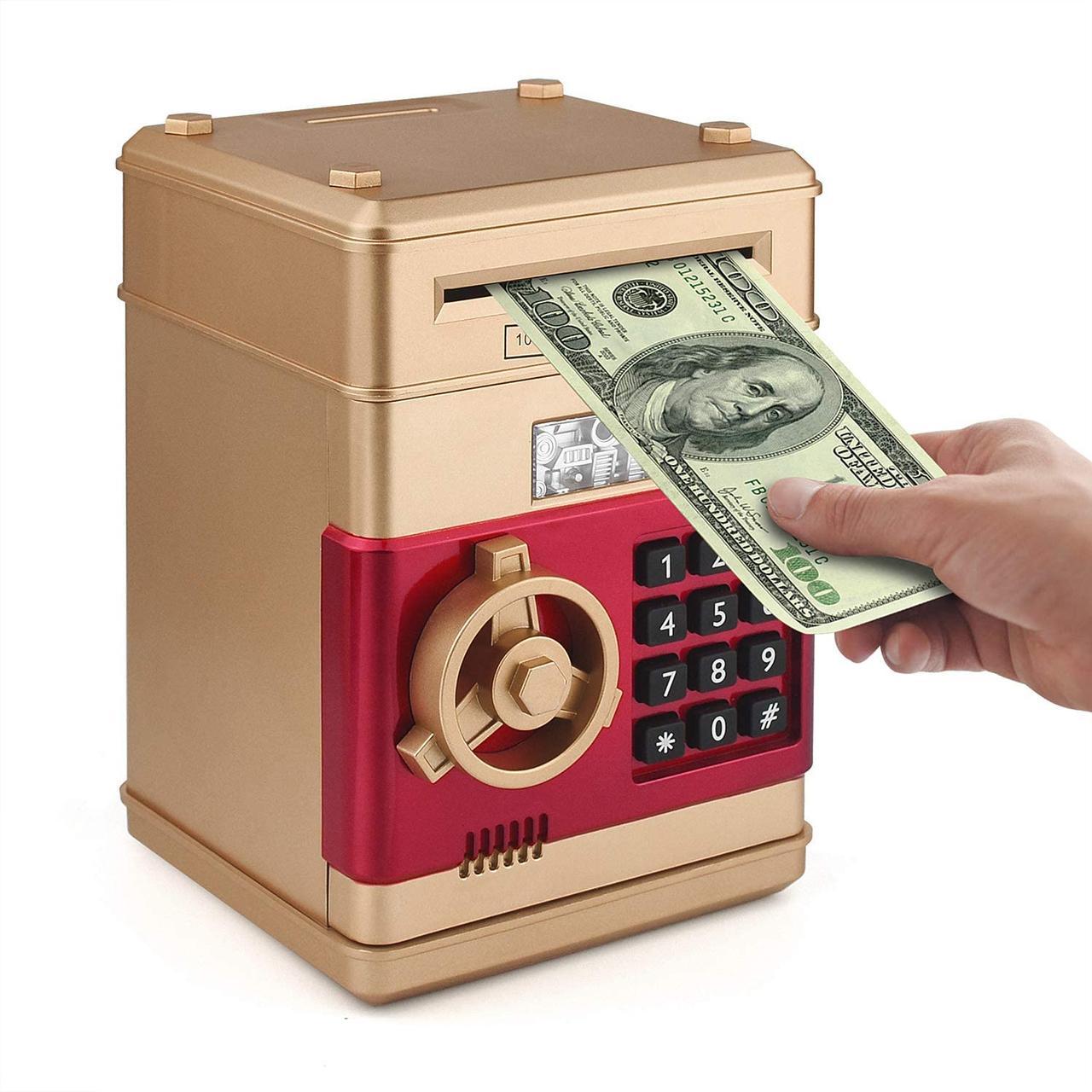 Сейф копилка NUMBER BANK с кодовым замком и купюроприемником Gold: 609 ...