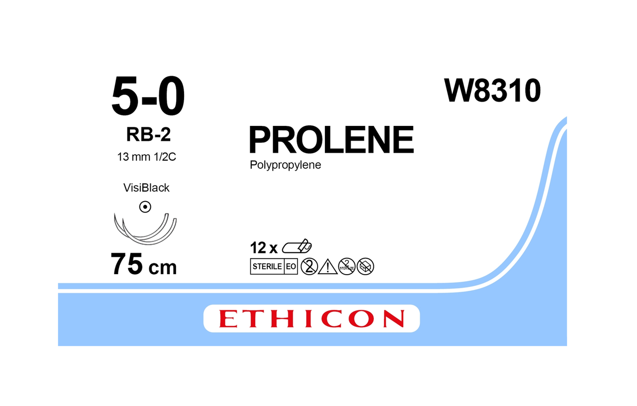 Хірургічна нитка Ethicon Пролен (Prolene) 5/0, довжина 75 см, 2 кільк. голки 13 мм, W8310, фото 1
