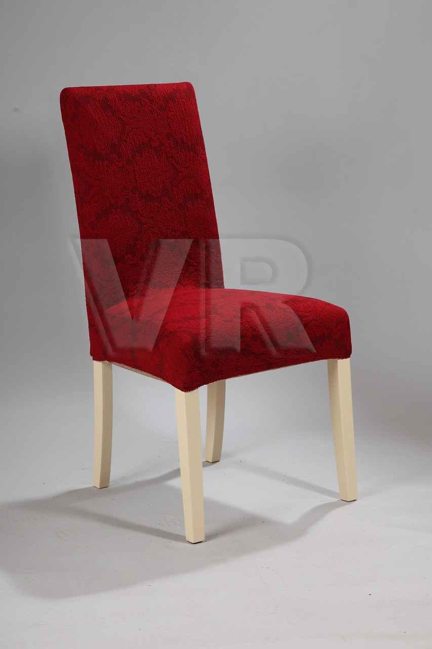 Жаккардовий чохол на стілець бордового кольору Універсальний розмір