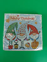 Новорічна серветка розмір ЗЗхЗЗ 16шт La Fleur "Святкові Гноми" (1 пачка)