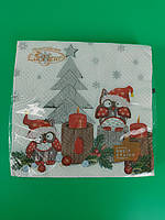 Новорічна серветка розмір ЗЗхЗЗ 16шт La Fleur "Совине Різдво" (1 пачка)