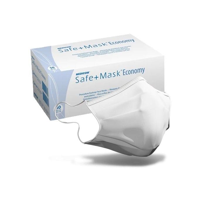 Маска медична тришарова Medicom SAFE+MASK Economy, біла, 50 шт