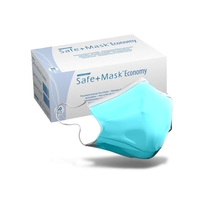 Маска медична тришарова SAFE+MASK Economy Medicom, блакитна, 50 шт