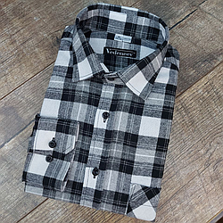 Чоловіча фланелева сорочка в чорно-білу клітинку