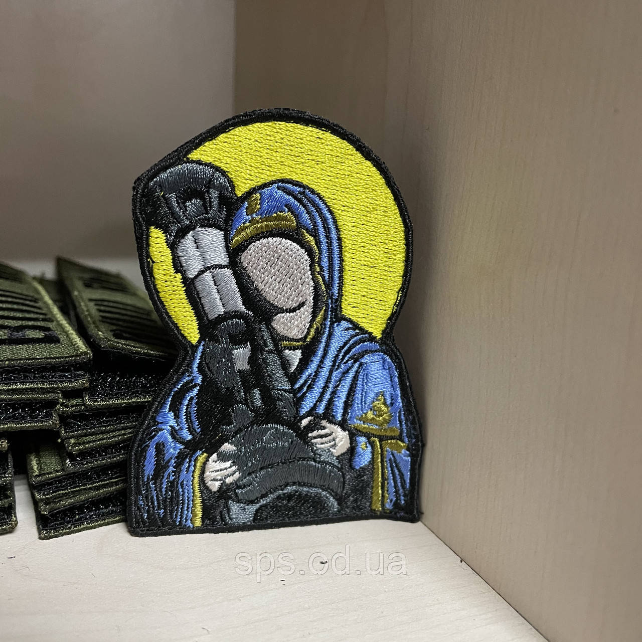 №152 Шеврон «Богородица с джавелином» "Святая Джавелин" 8.5 см