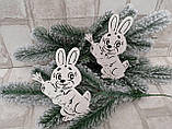 Кролик - символ 2023 року, прикраса на ялинку, фанера 11х10 см, фото 7