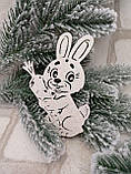 Кролик - символ 2023 року, прикраса на ялинку, фанера 11х10 см, фото 4